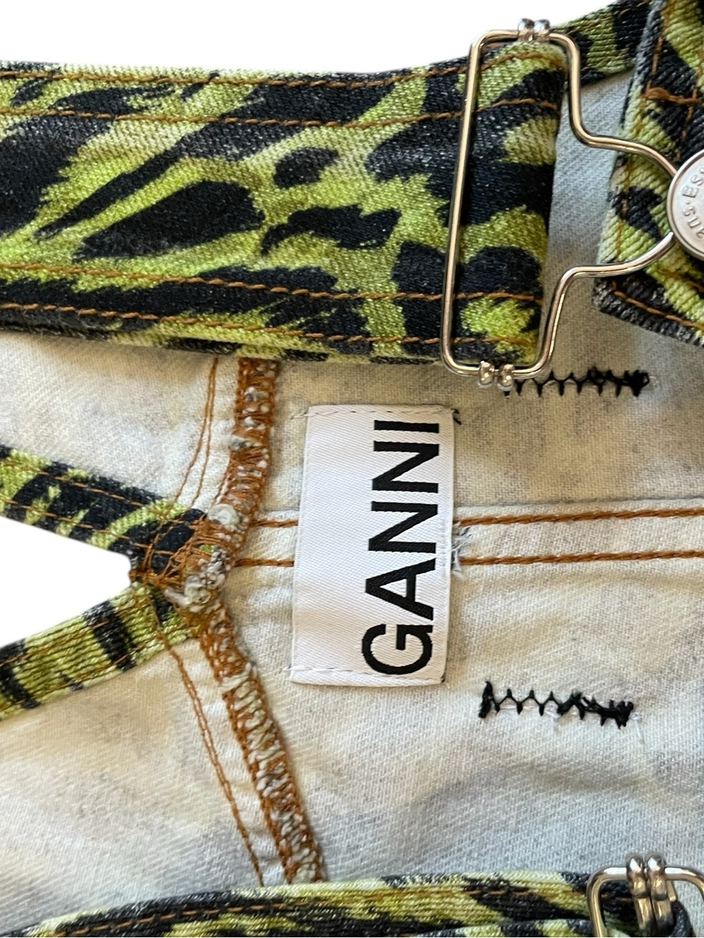 GANNI Animalier Printed Cotton Animal Leopard Print Overalls Jumpsuit - Picture 9 of 13